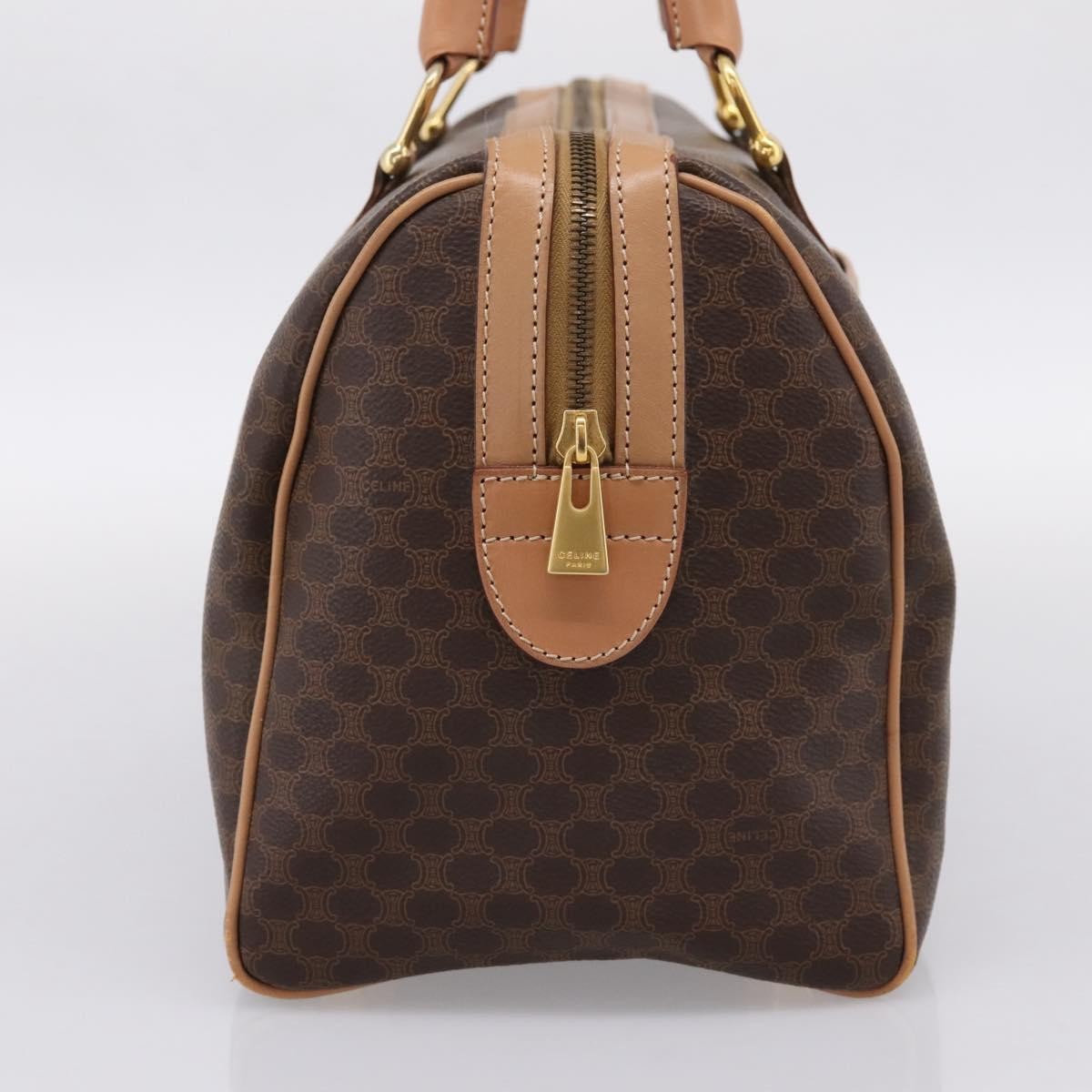 Celine Vintage Boston Macadam Coated Canvas Brown Pvc Handbag (Pre-Owned)