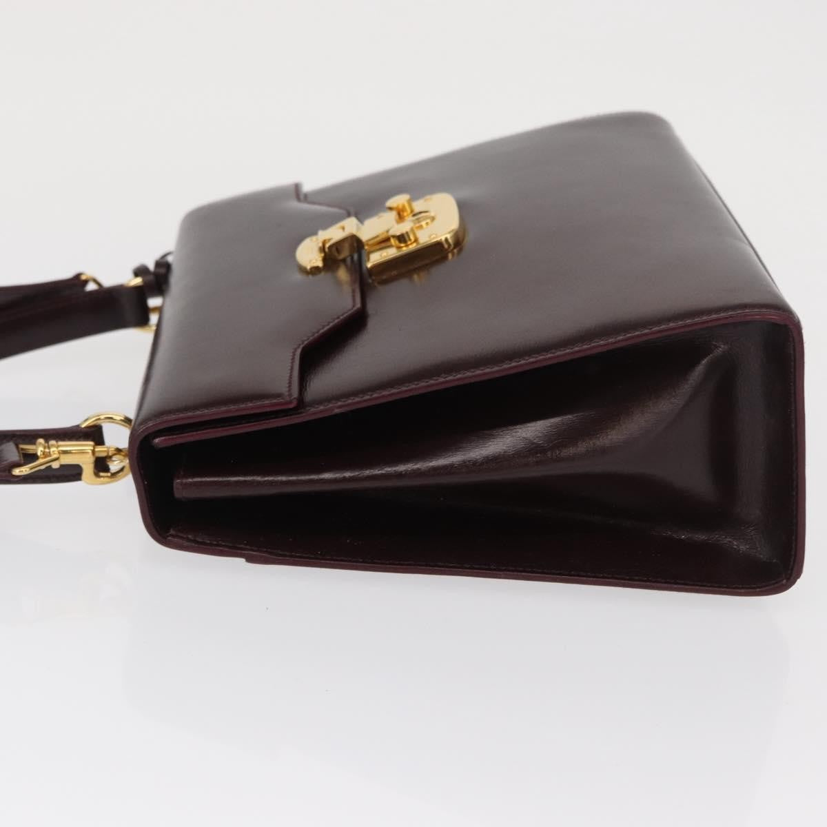 Gucci Vintage Lady Lock Top Handle Leather Burgundy Leather Handbag (Pre-Owned)