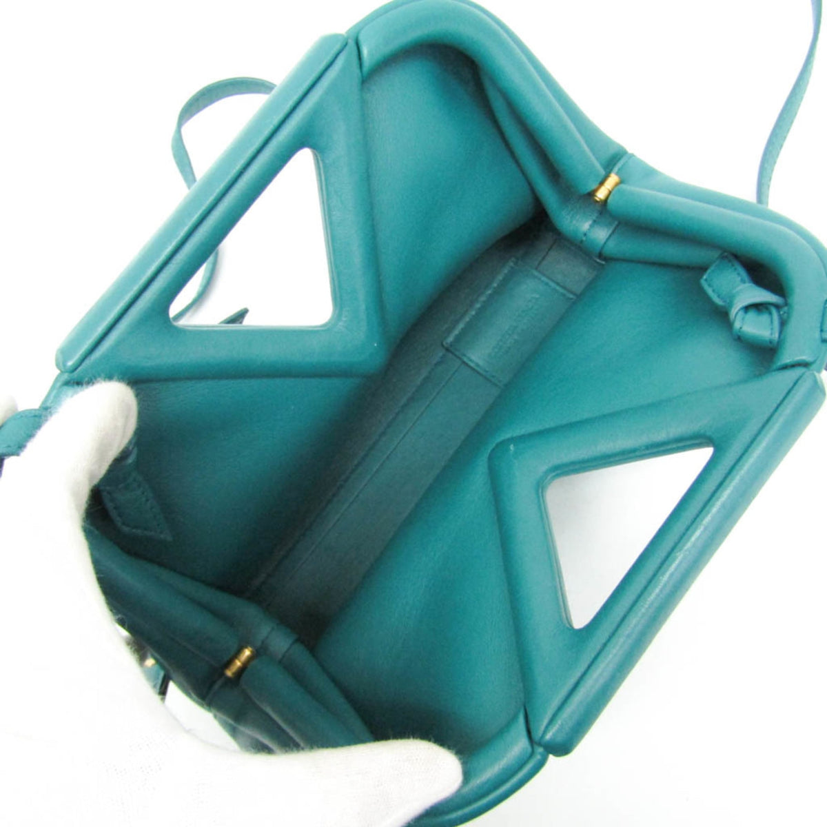 Bottega Veneta Point Leather Green Leather Shoulder Bag Bag (Pre-Owned)
