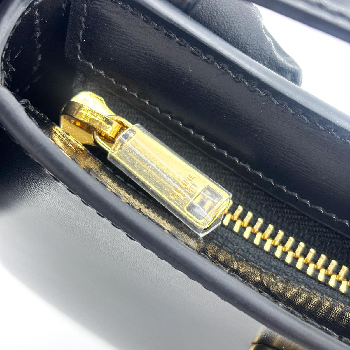 Celine Triomphe Tilly Smooth Calfskin Black Leather Handbag (Pre-Owned)