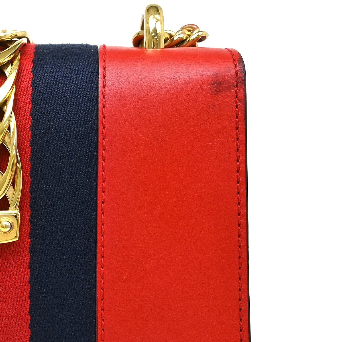 Gucci Sylvie Chain Leather Red Leather Shoulder Bag Bag (Pre-Owned)