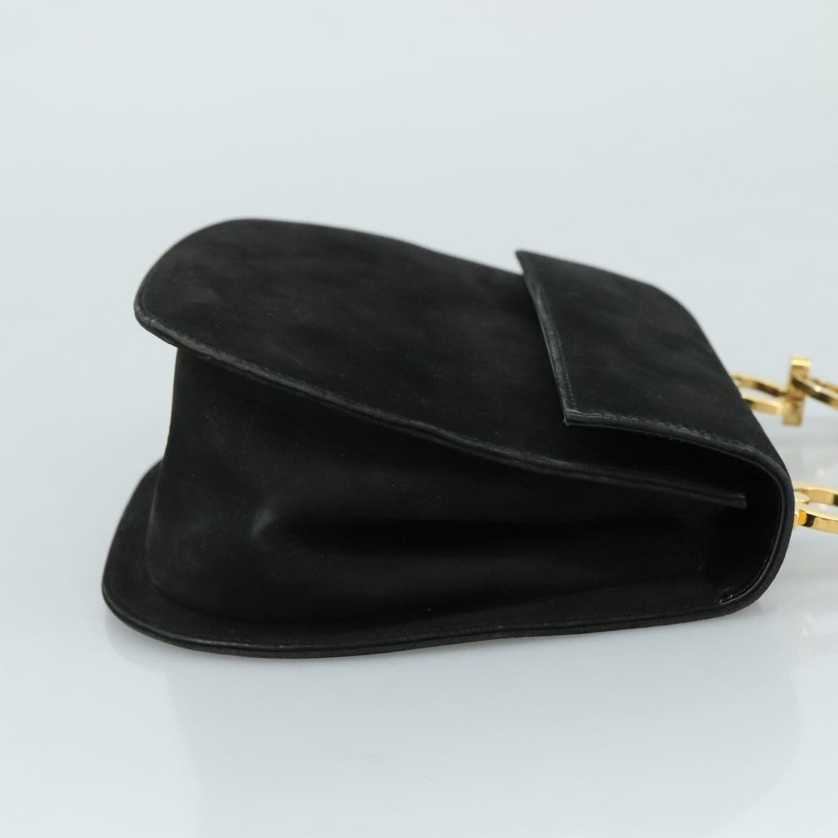 Salvatore Ferragamo Gancini Suede Black Suede Shoulder Bag Bag (Pre-Owned)