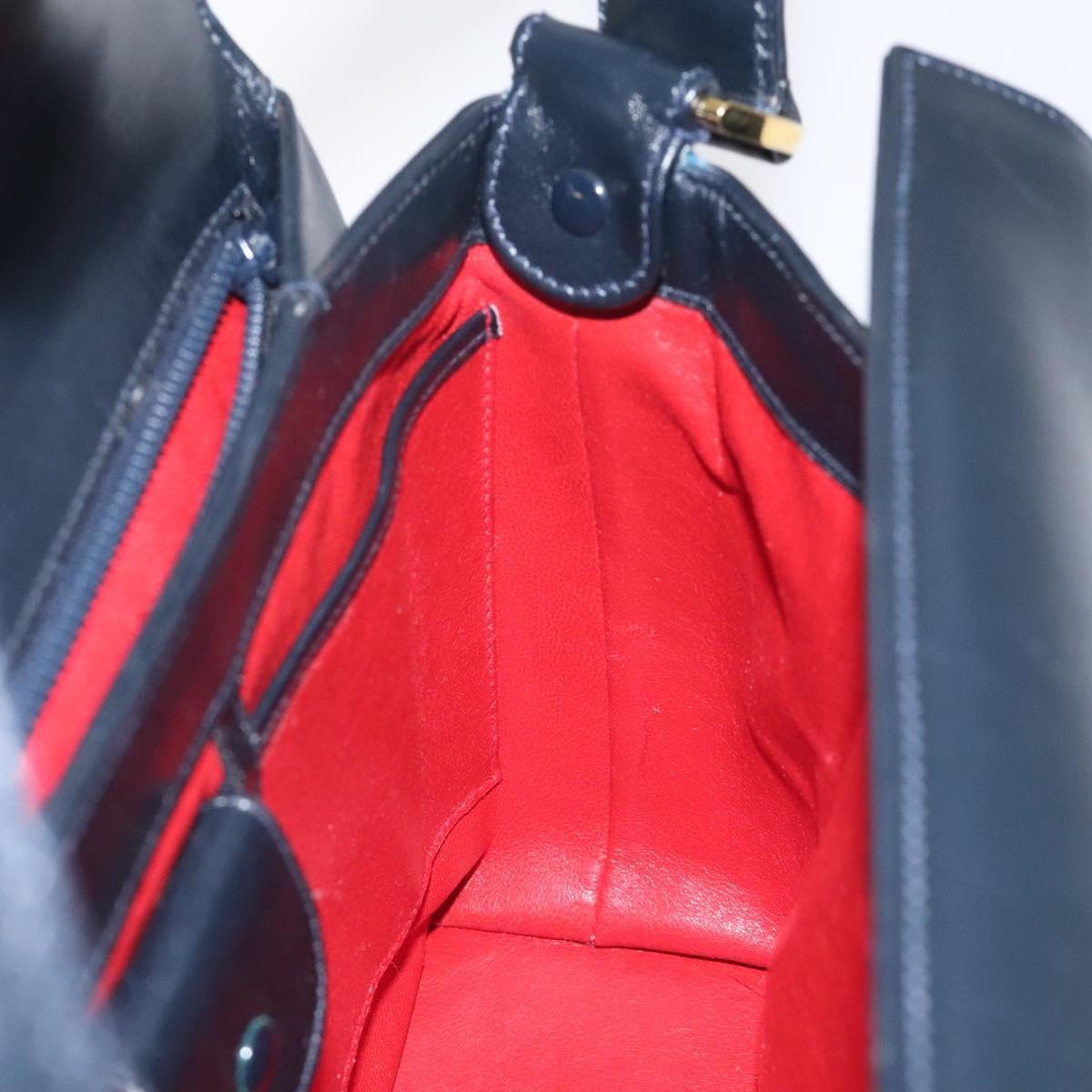 Gucci Vintage Leather Navy Leather Handbag (Pre-Owned)