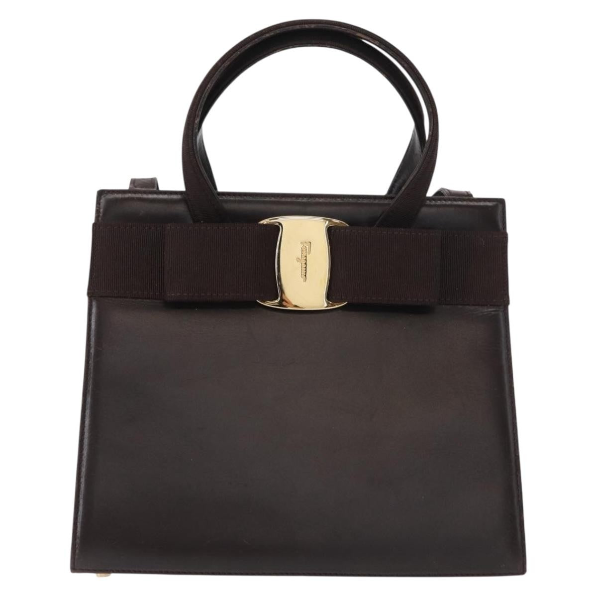 Salvatore Ferragamo Convertible Vara Bow Leather Brown Leather Handbag (Pre-Owned)