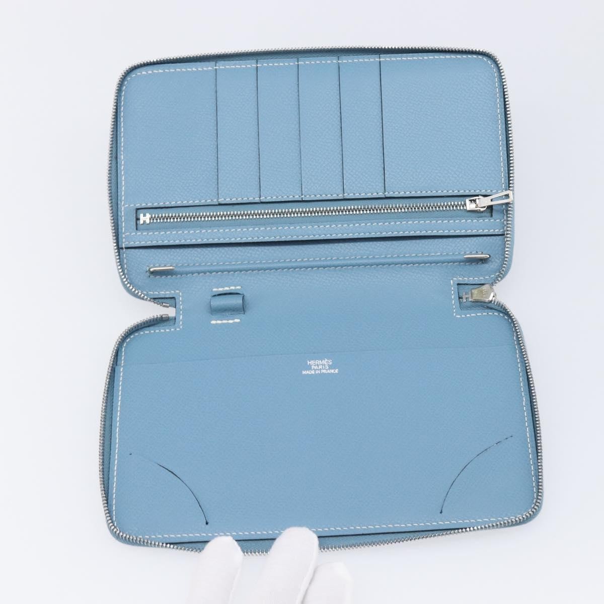 Hermes Vision Ii Agenda Epsom Blue Leather Wallets Accessory (Pre-Owned)