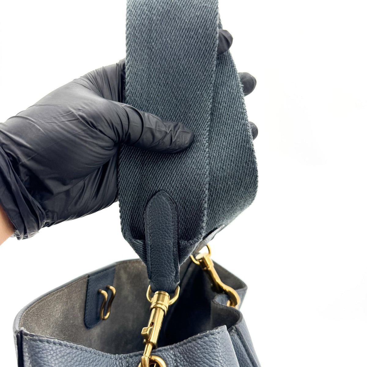 Celine Sangle Seau Calfskin Navy Leather Handbag (Pre-Owned)
