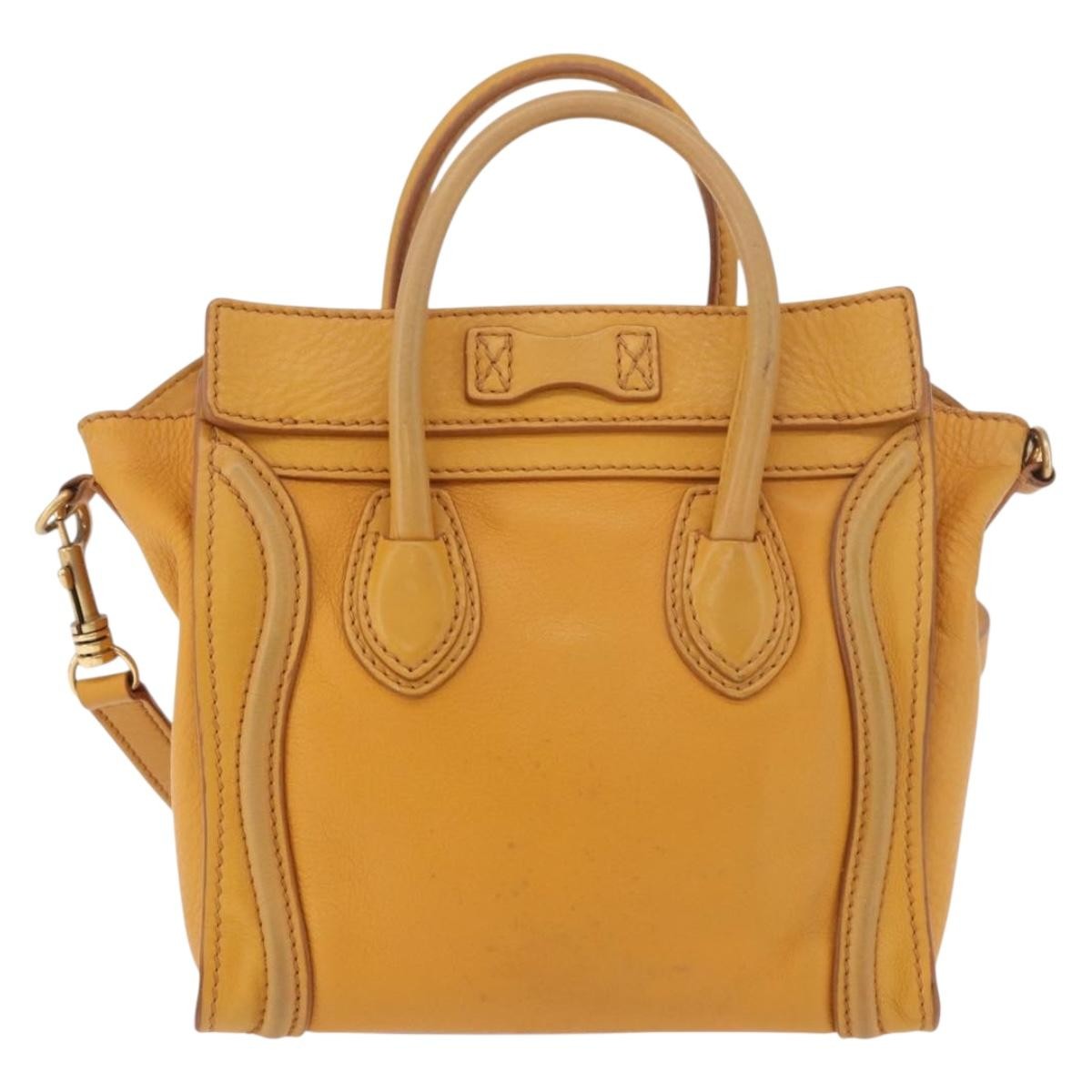 Celine Luggage Smooth Leather Yellow Leather Tote Bag Bag (Pre-Owned)