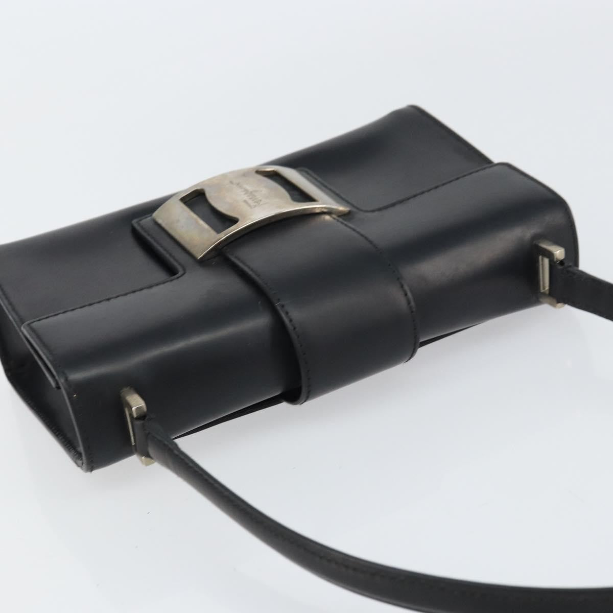 Salvatore Ferragamo Vala Leather Black Leather Handbag (Pre-Owned)