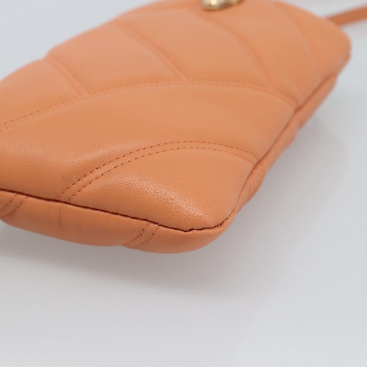 Bvlgari Serpenti Cabochon Phone Holder On Chain Diagonal Quilted Leather Orange Leather Clutche & Pouche Bag (Pre-Owned)