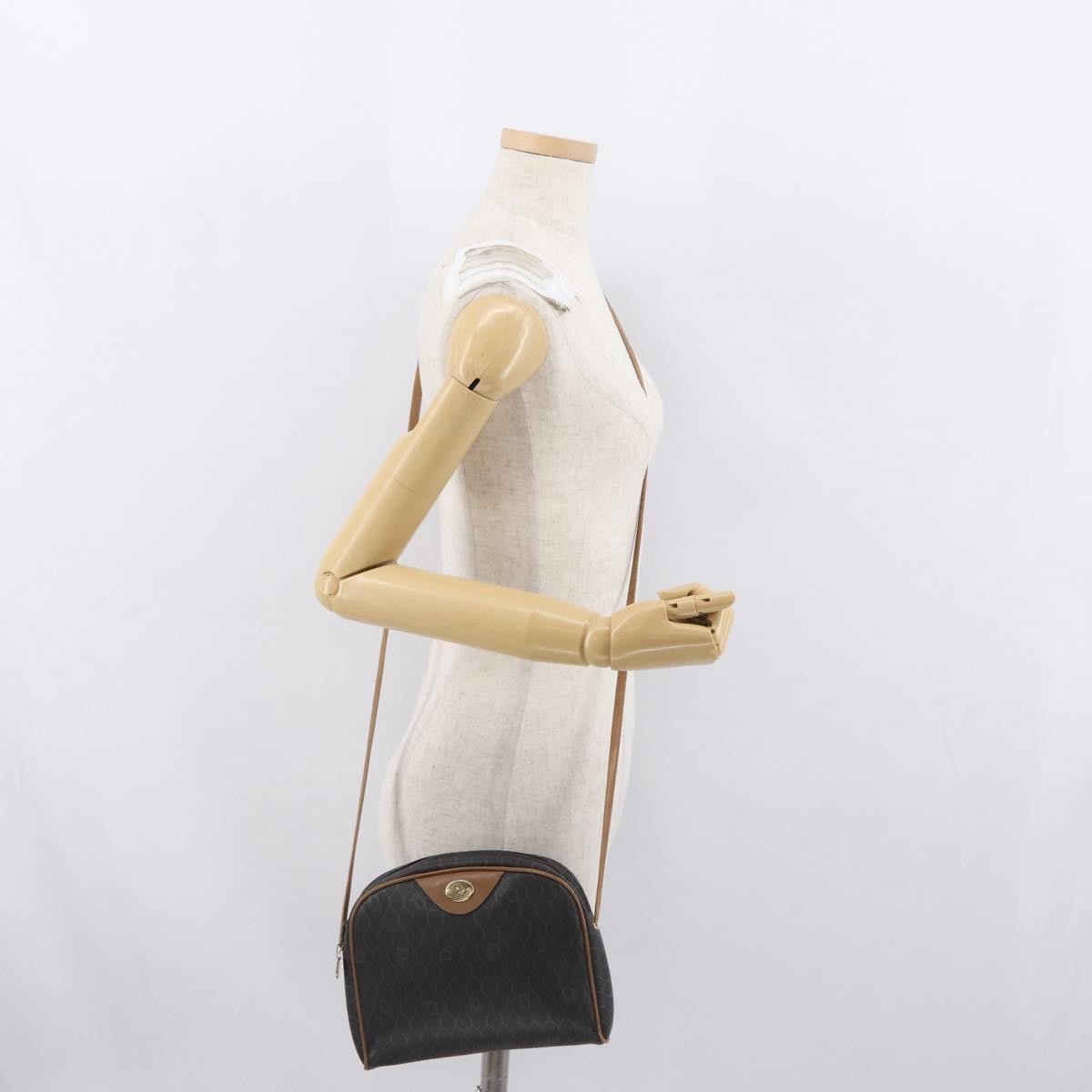 Christian Dior Vintage Honeycomb Canvas And Leather Black Canvas Shoulder Bag Bag (Pre-Owned)