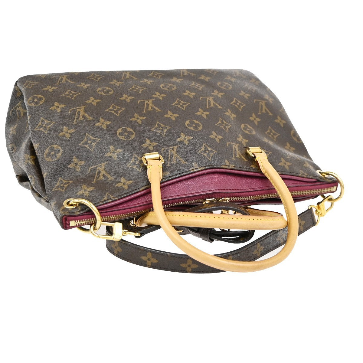 Louis Vuitton Pallas Tote Monogram Canvas With Leather Brown Leather Handbag (Pre-Owned)