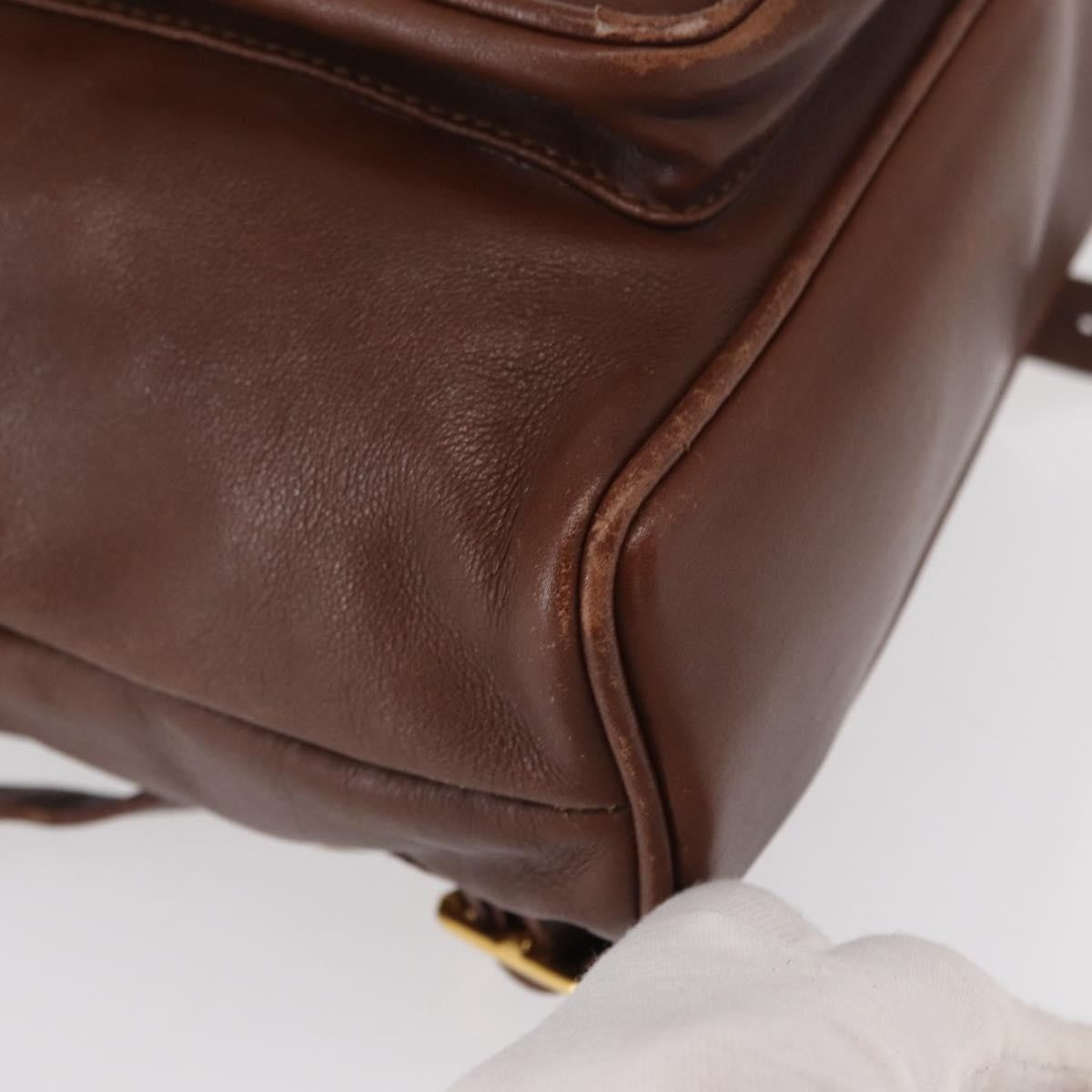 Gucci Vintage Bamboo Leather Brown Leather Backpack Bag (Pre-Owned)