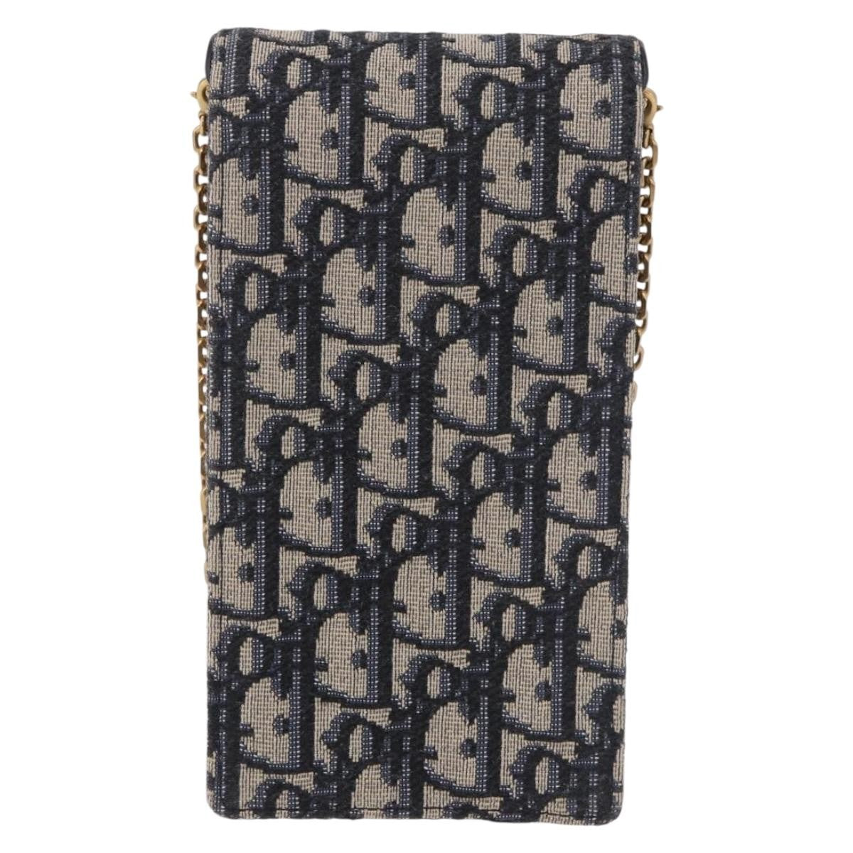 Christian Dior Vertical Saddle Chain Oblique Canvas Navy Canvas Clutche & Pouche Bag (Pre-Owned)