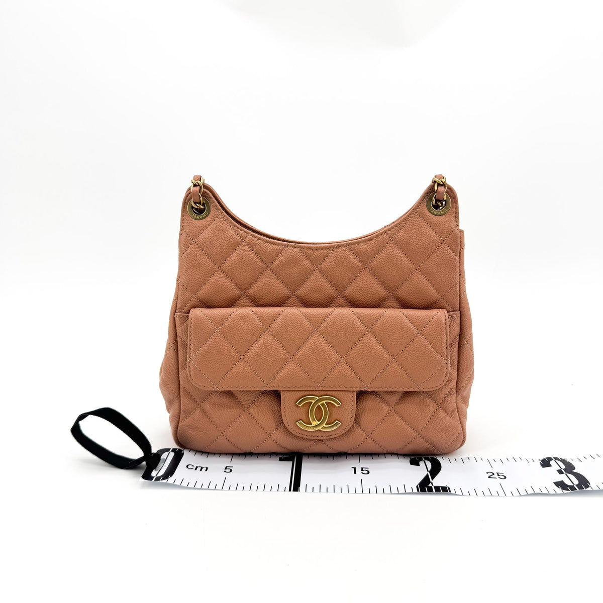 Chanel Wavy Cc Hobo Quilted Caviar Brown Leather Shoulder Bag Bag (Pre-Owned)