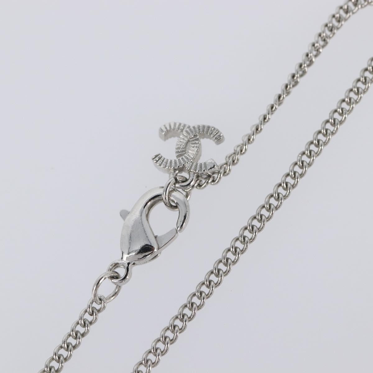 Chanel Cc Ball Drop Pendant Metal With Crystals Silver Metal Necklace Jewelry (Pre-Owned)