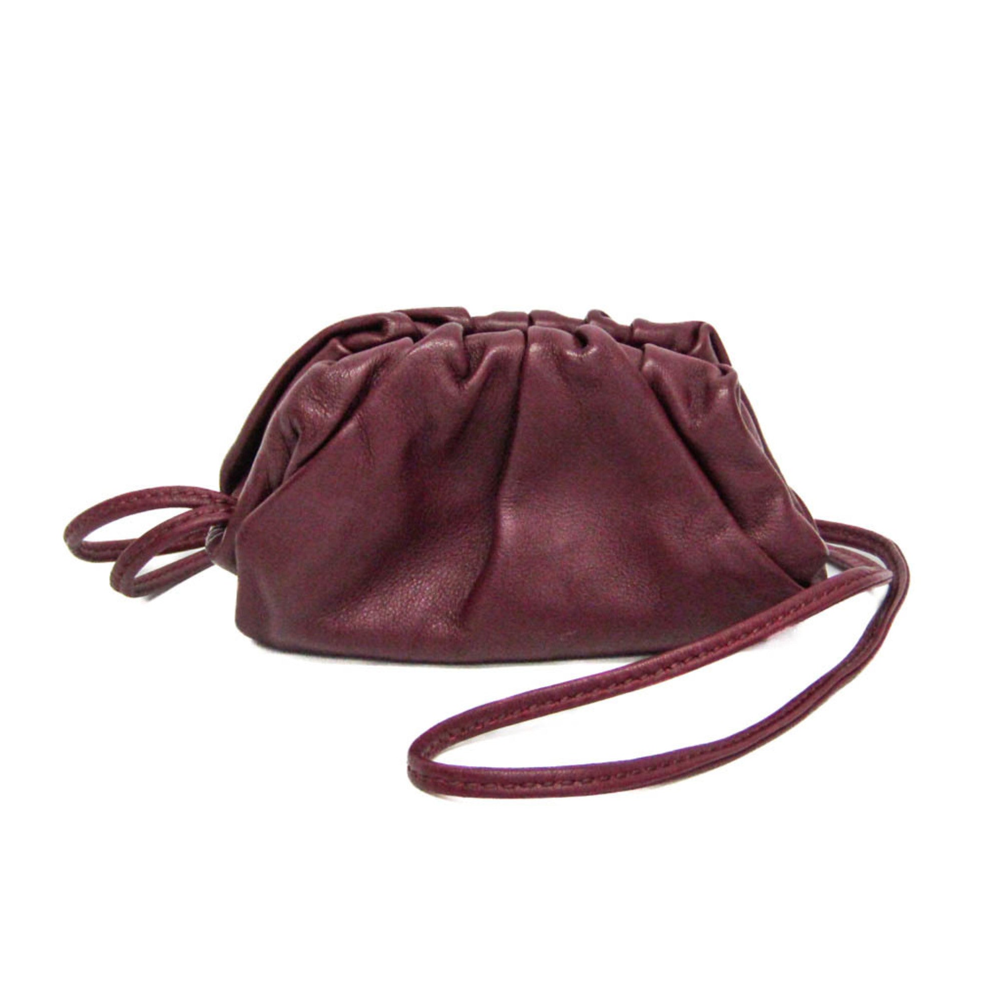 Bottega Veneta The Leather Burgundy Leather Clutche & Pouche Bag (Pre-Owned)