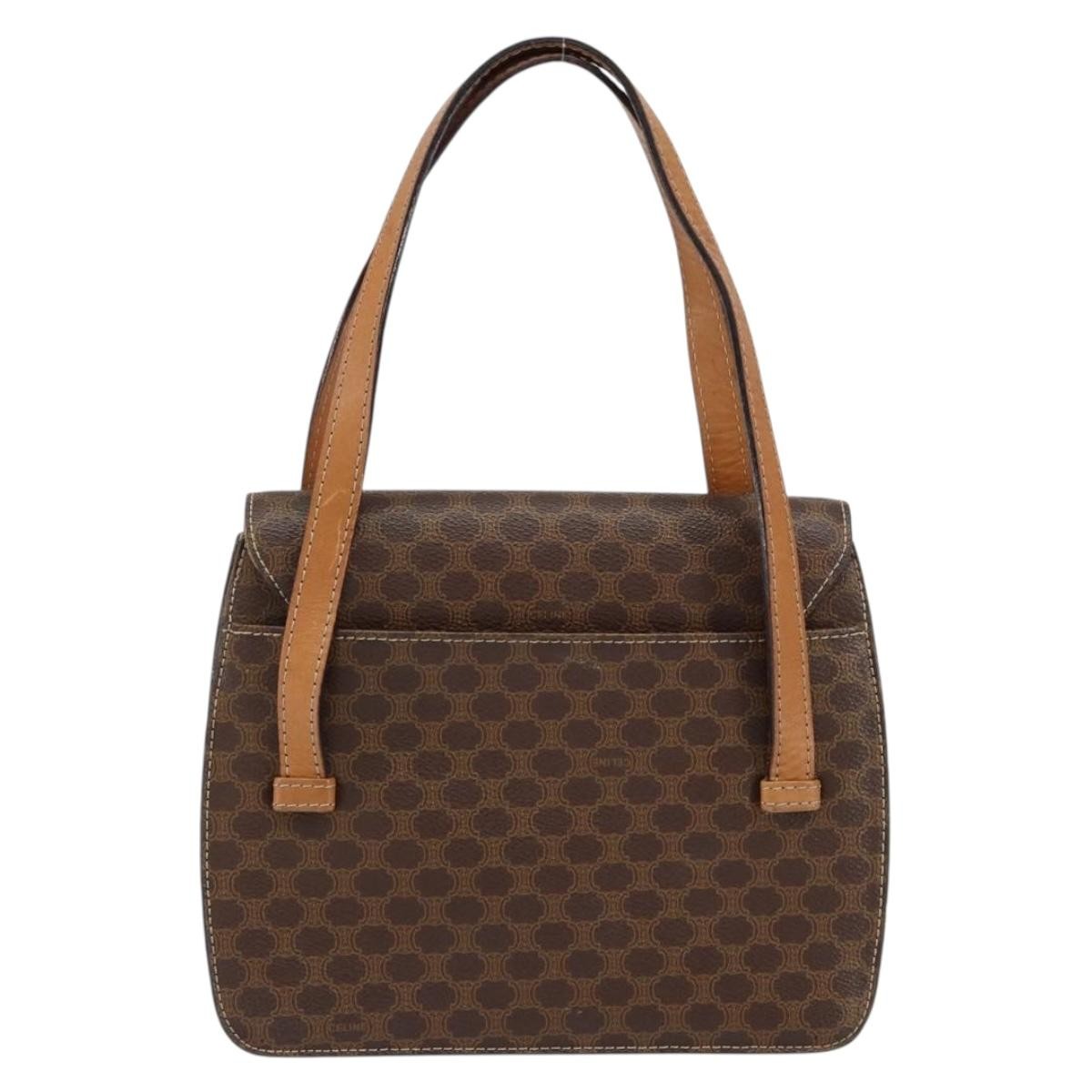Celine Vintage Macadam Canvas And Leather Brown Canvas Handbag (Pre-Owned)