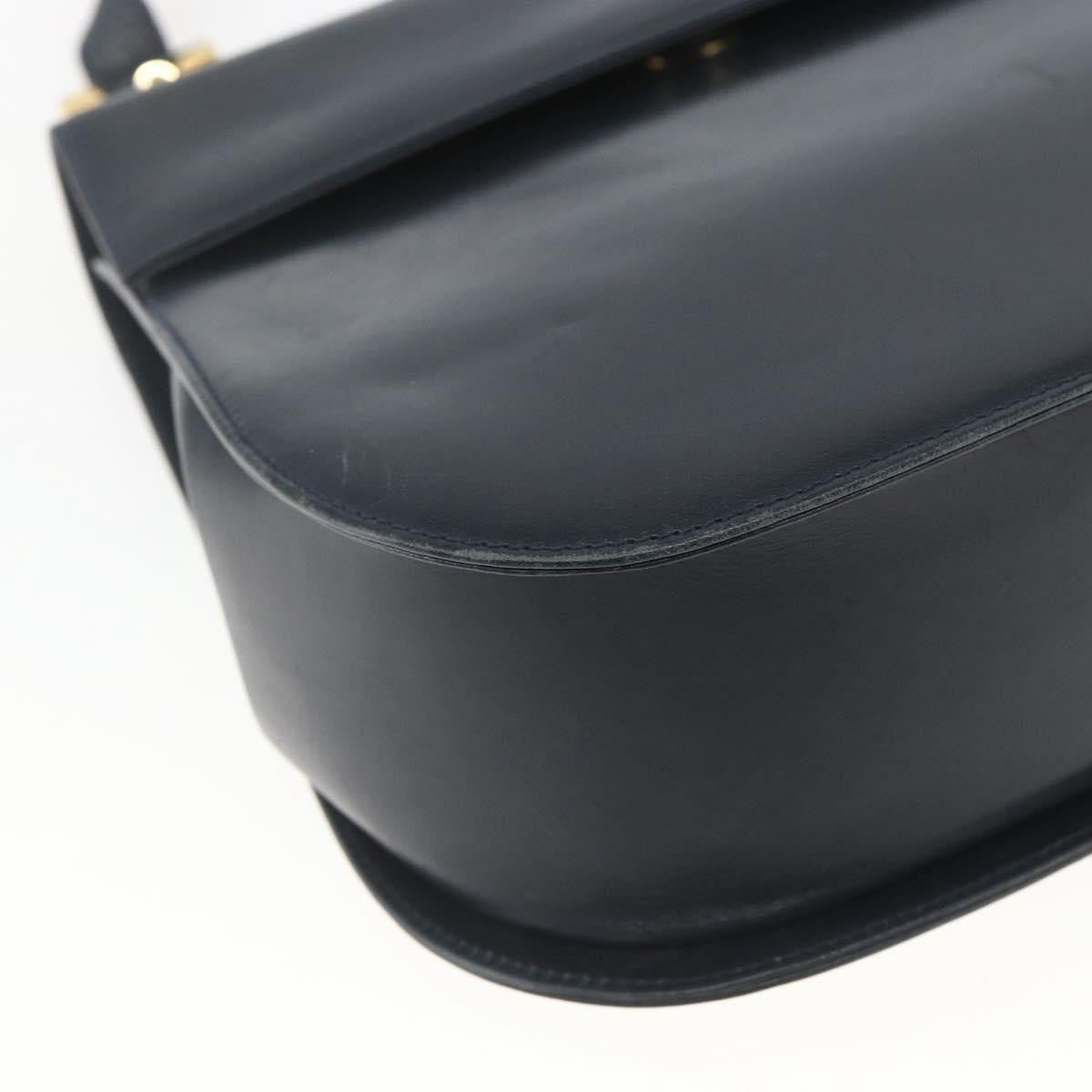 Salvatore Ferragamo Gancini Leather Navy Leather Shoulder Bag Bag (Pre-Owned)