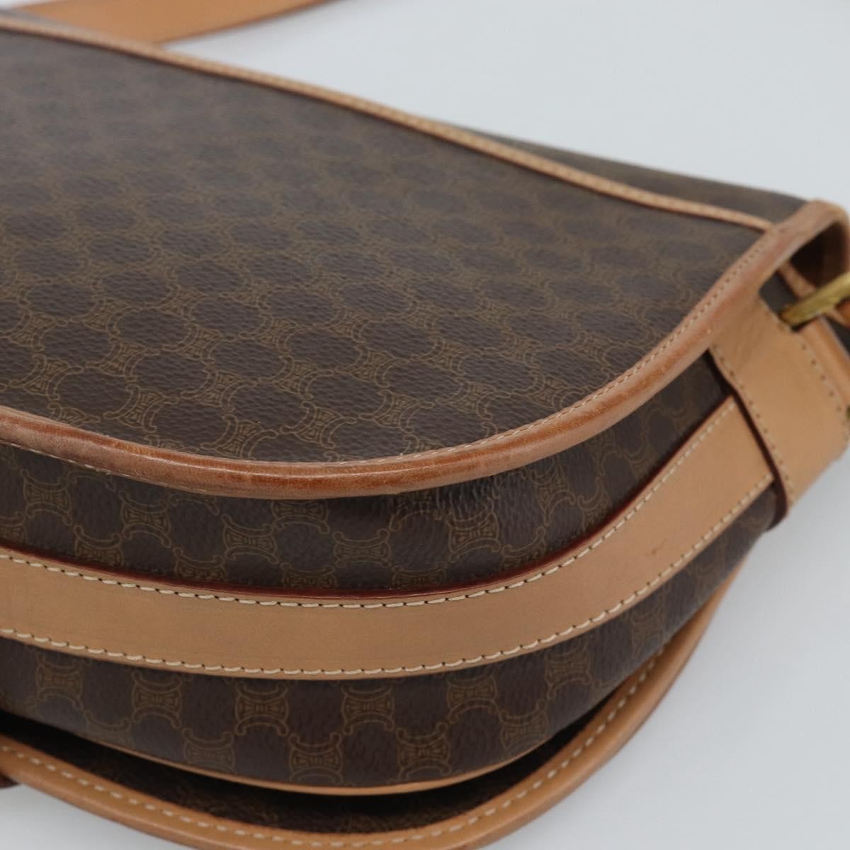 Celine Vintage Macadam Canvas And Leather Brown Canvas Shoulder Bag Bag (Pre-Owned)