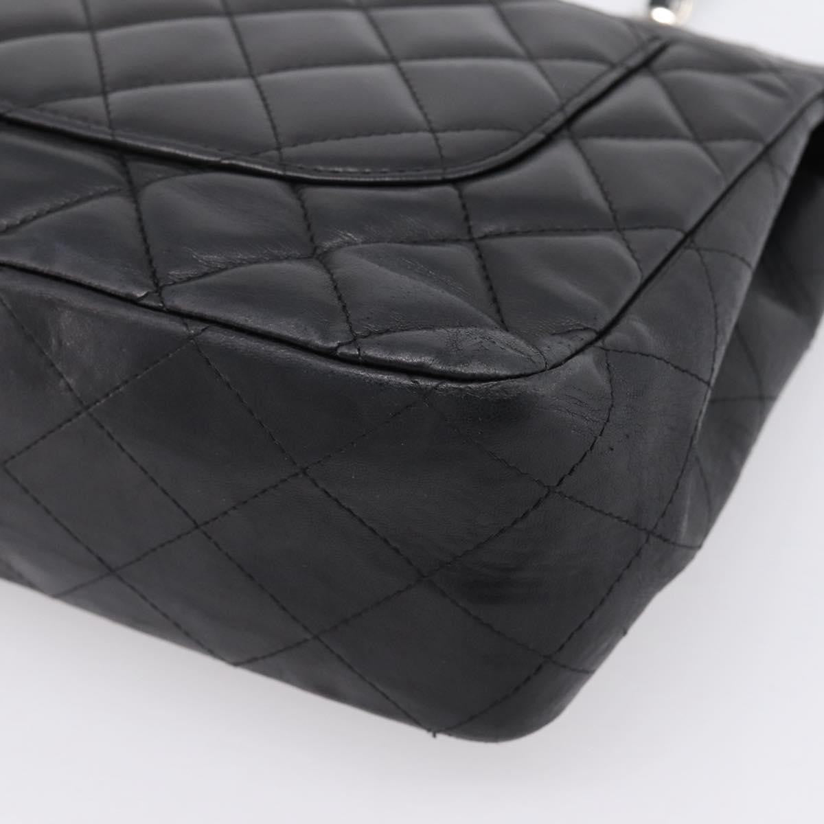 Chanel Vintage Square Classic Flap Quilted Lambskin Black Leather Handbag (Pre-Owned)