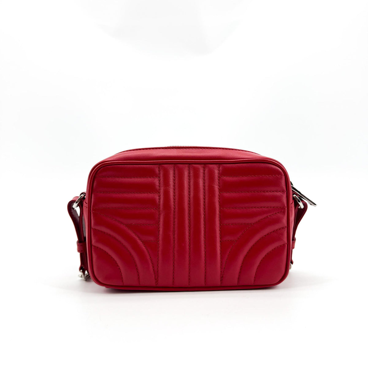 Prada Camera Diagramme Quilted Leather Red Leather Handbag (Pre-Owned)