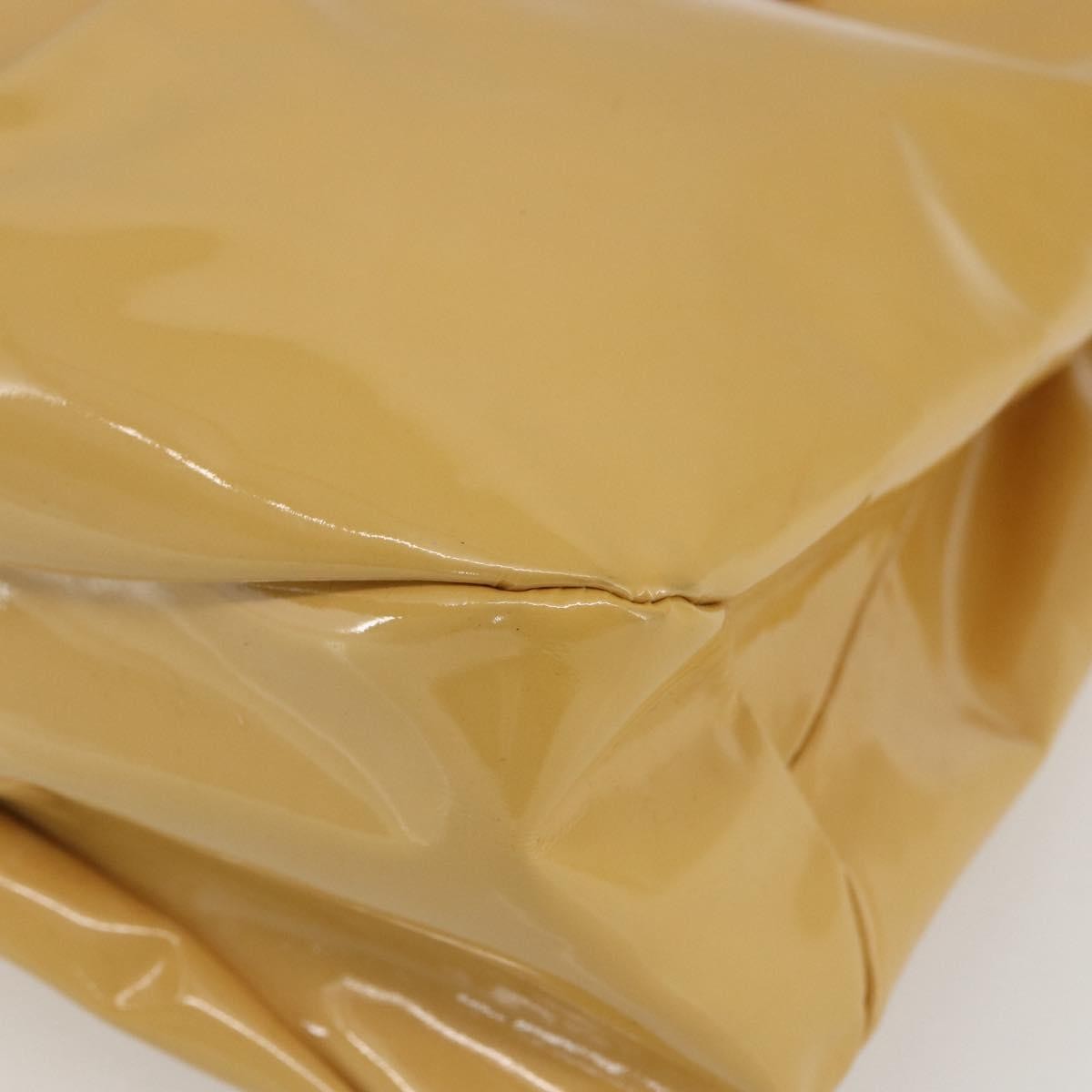 Salvatore Ferragamo Vala Patent Leather Yellow Patent_Leather Handbag (Pre-Owned)