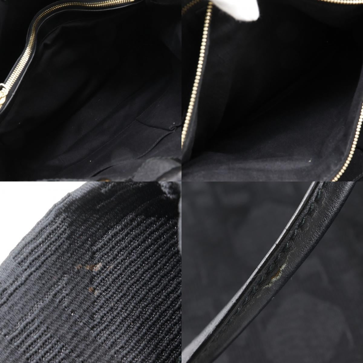 Christian Dior Lady Cannage Matelassé Black Canvas Tote Bag Bag (Pre-Owned)