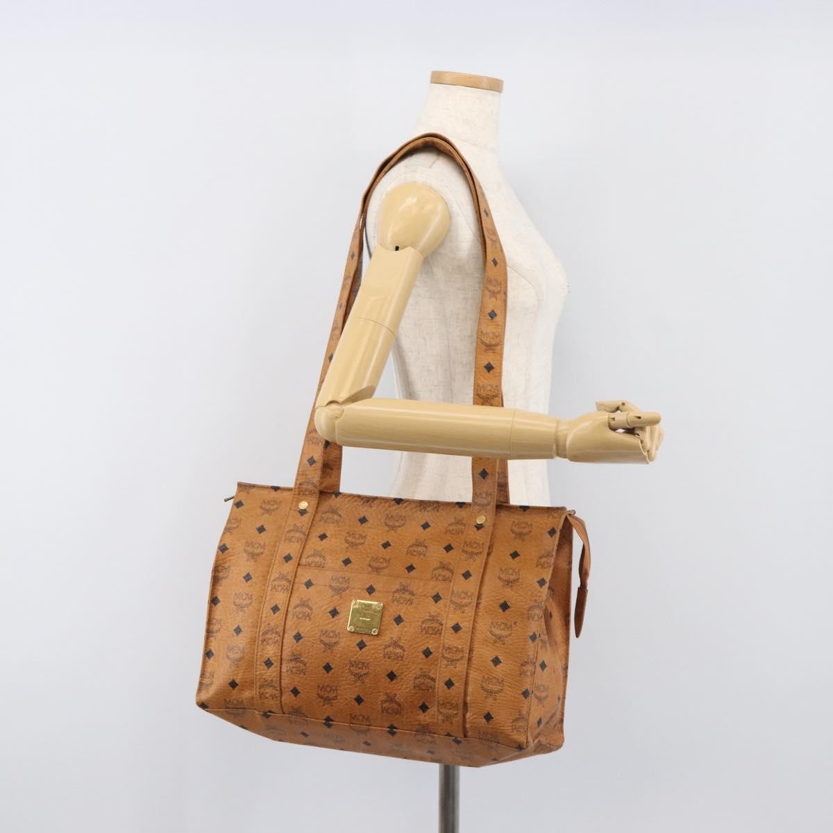 MCM Vintage Visetos Leather Brown Leather Tote Bag Bag (Pre-Owned)