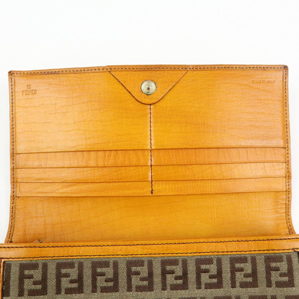 Fendi Bifold Zucca Coated Canvas Beige Canvas Wallets Accessory (Pre-Owned)