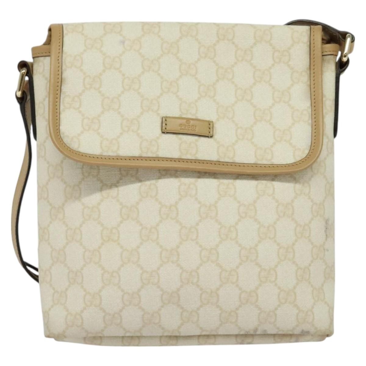 Gucci Flap Messenger Gg Coated Canvas White Canvas Shoulder Bag Bag (Pre-Owned)