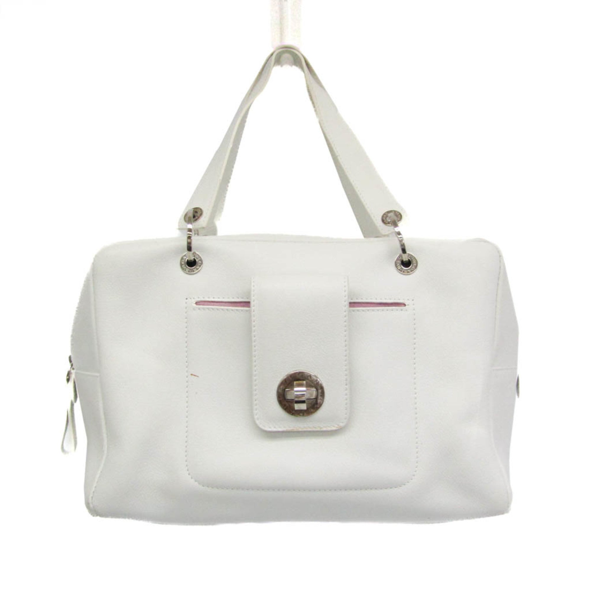 Bvlgari Vintage Leather White Leather Handbag (Pre-Owned)