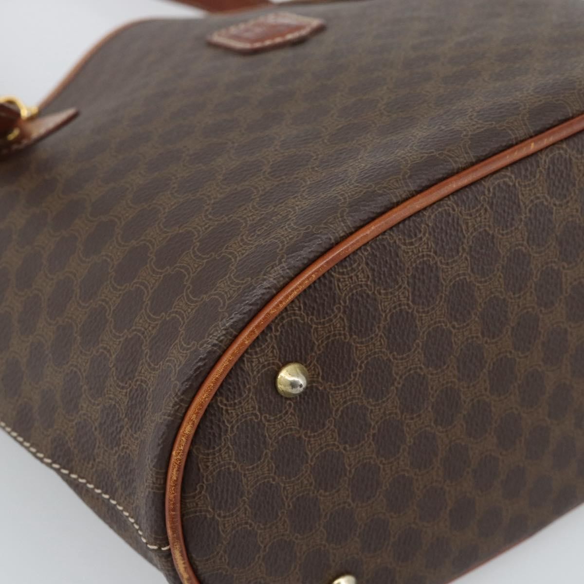 Celine Vintage Macadam Canvas And Leather Brown Canvas Tote Bag Bag (Pre-Owned)