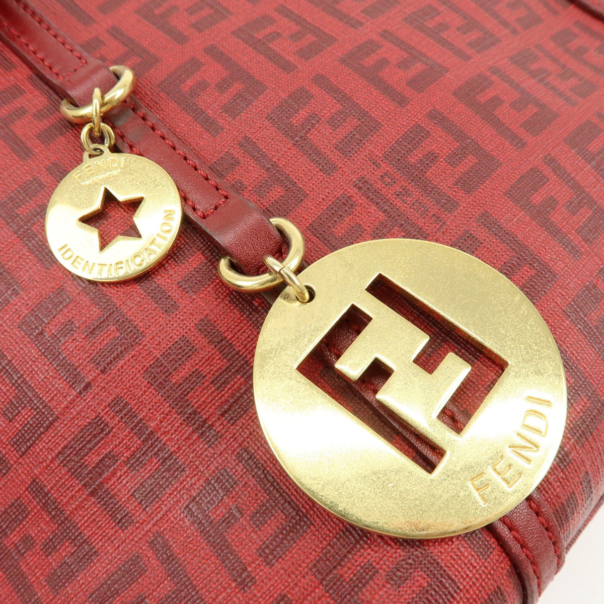 Fendi Superstar Zucchino Coated Canvas Red Pvc Tote Bag Bag (Pre-Owned)