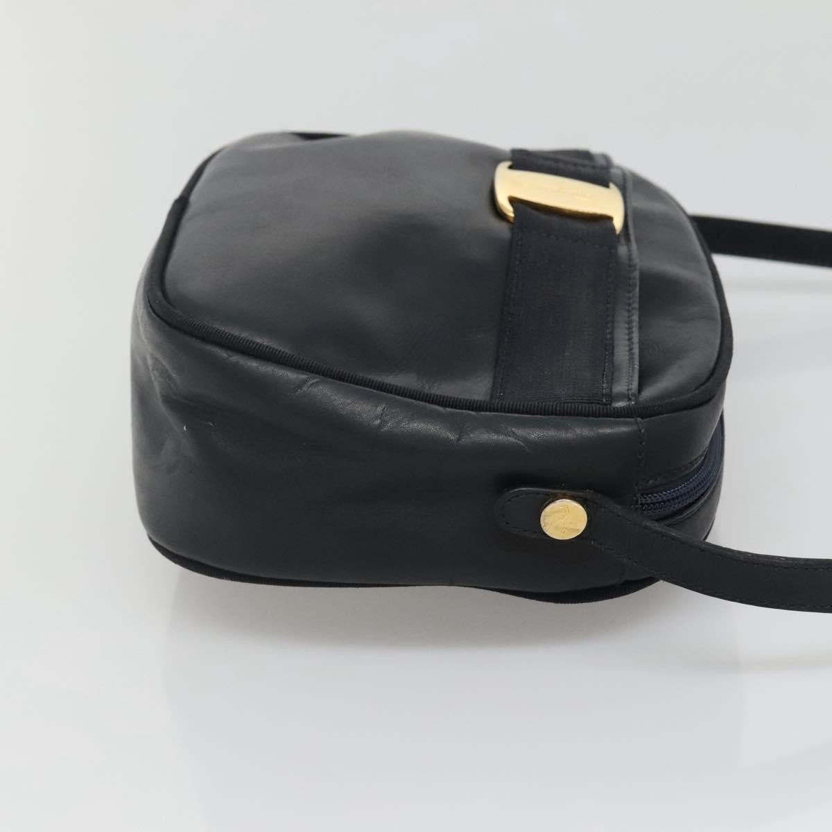 Salvatore Ferragamo Vara Bow Camera Leather Navy Leather Shoulder Bag Bag (Pre-Owned)