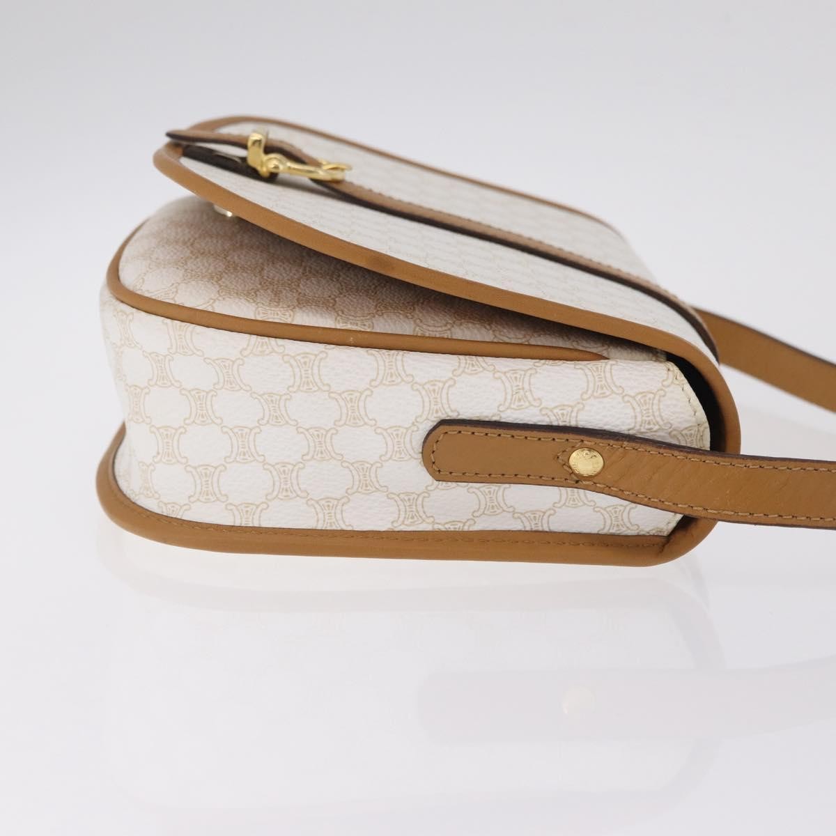 Celine Macadam Shoulder Canvas White Canvas Crossbody Bag Bag (Pre-Owned)
