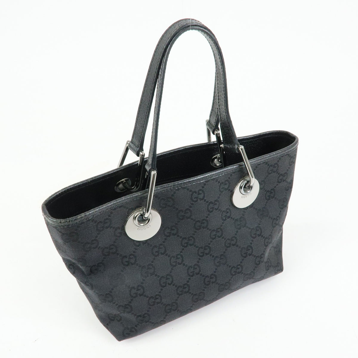 Gucci Eclipse Gg Canvas Black Canvas Tote Bag Bag (Pre-Owned)