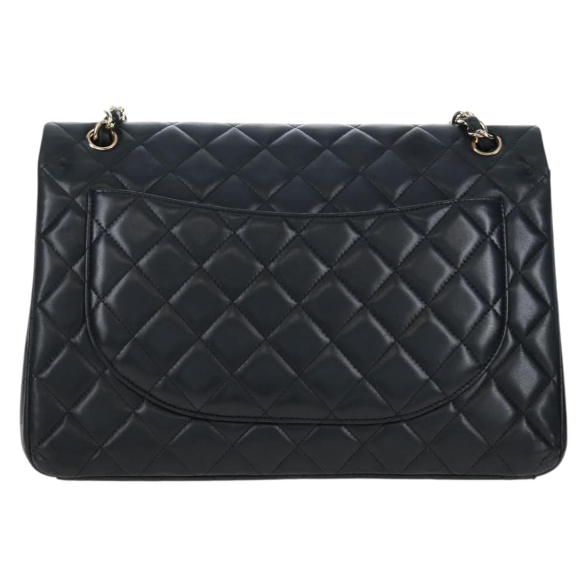 Chanel Classic Timeless Double Flap Quilted Caviar Black Leather Handbag (Pre-Owned)