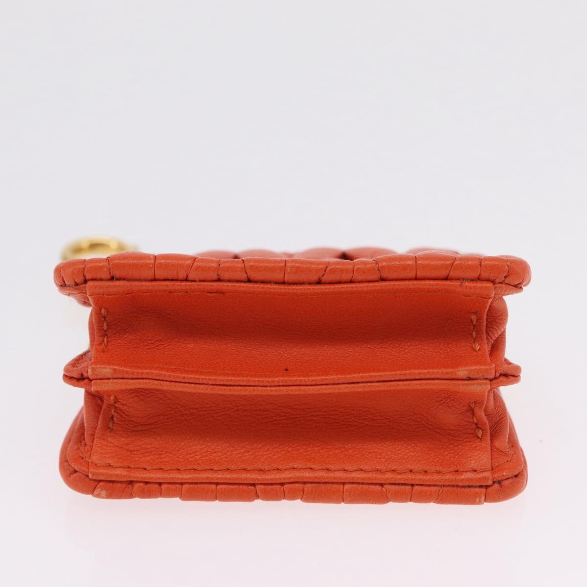 Miu Miu Sword Wallet Charm Leather Matelasse Orange Leather Crossbody Bag Bag (Pre-Owned)
