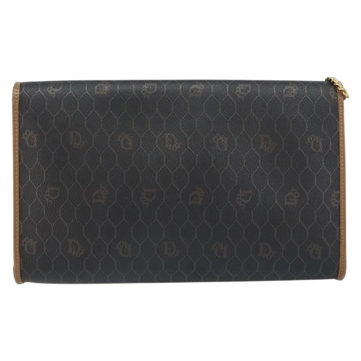 Christian Dior Vintage Honeycomb Chain Canvas Black Canvas Shoulder Bag Bag (Pre-Owned)