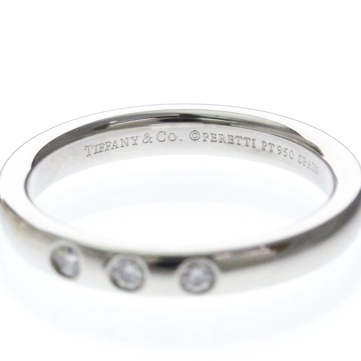 Tiffany & Co. Elsa Peretti 3 Diamond Stacking Band Platinum Silver Platinum Ring Jewelry (Pre-Owned)