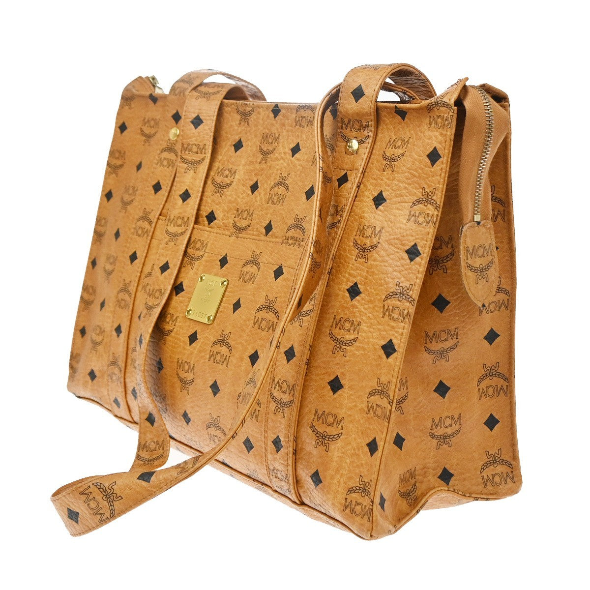 MCM Visetos Leather Brown Leather Shoulder Bag Bag (Pre-Owned)