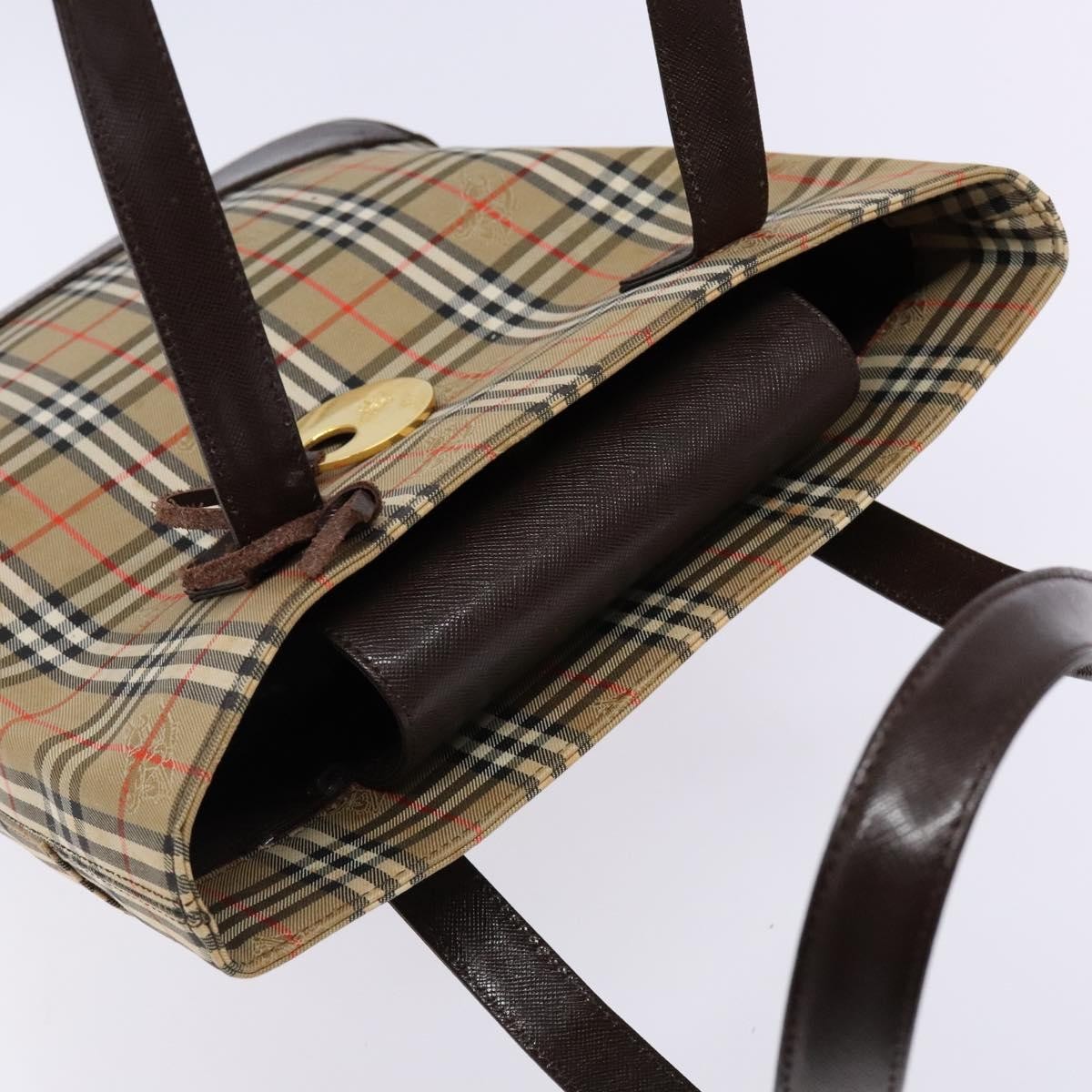 Burberry Nova Check Tote Canvas Check Pattern Beige Canvas Bag (Pre-Owned)
