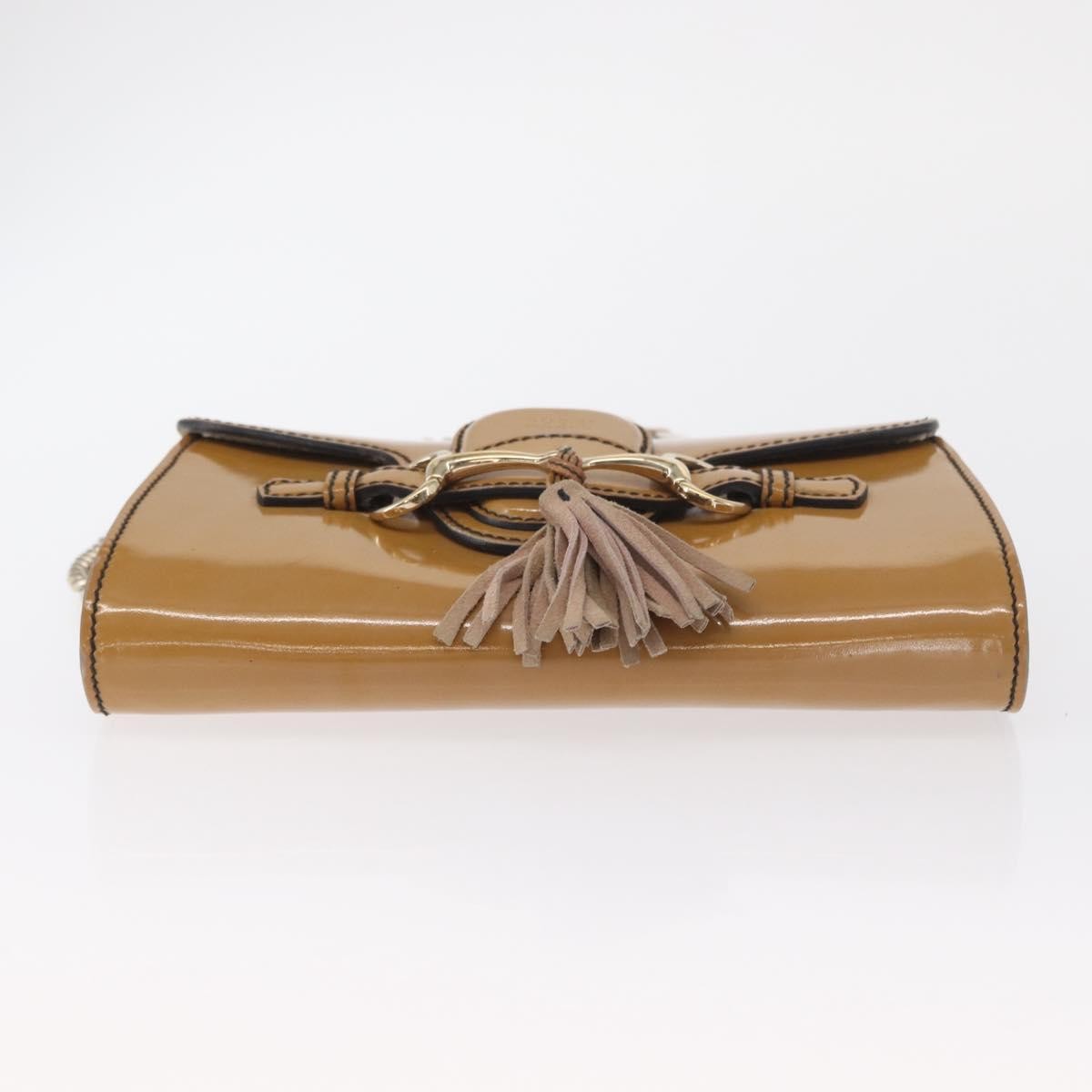 Gucci Emily Chain Flap Patent Beige Patent_Leather Shoulder Bag Bag (Pre-Owned)