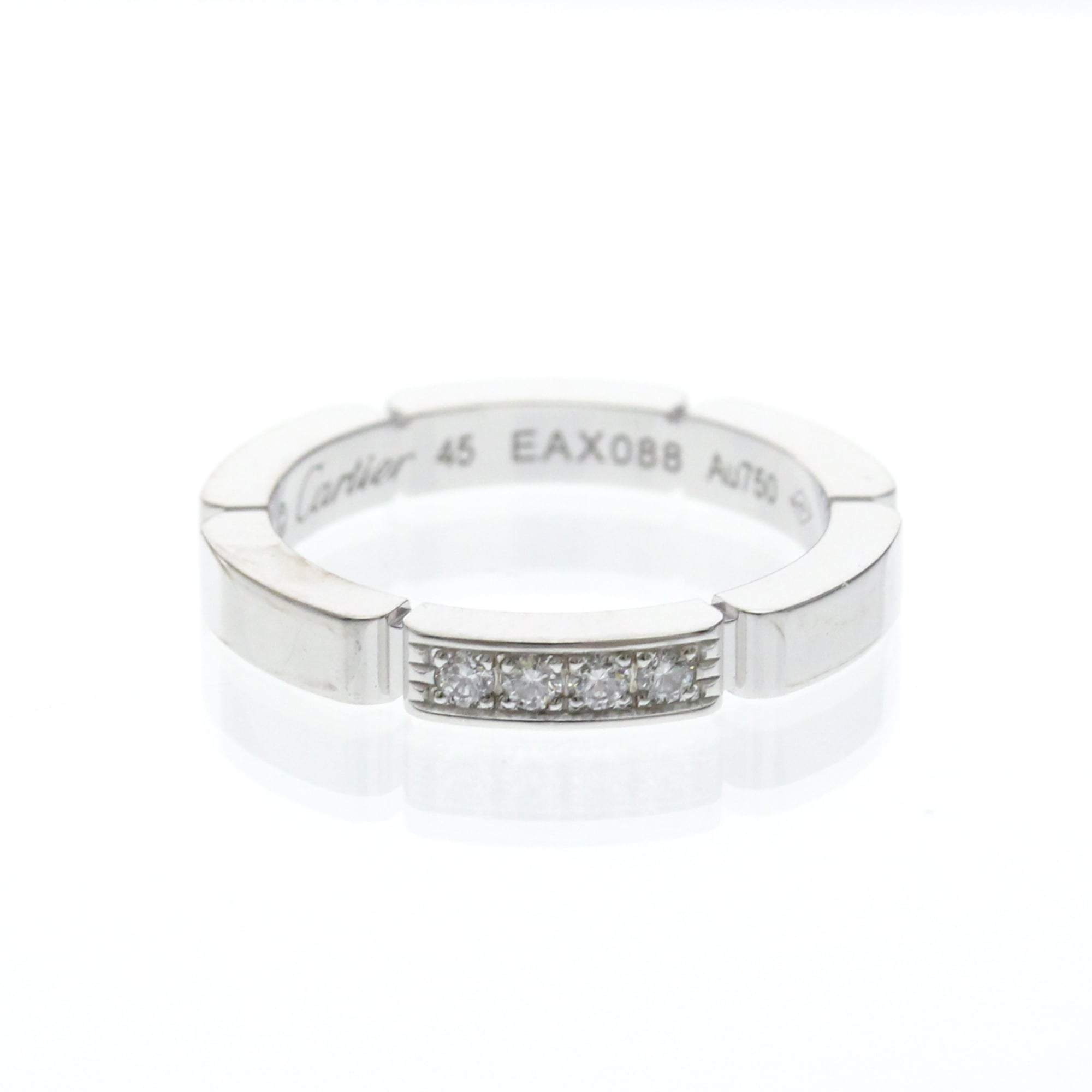 Cartier Maillon Panthere Band 18K White Gold With 4 Diamonds Silver White_Gold Ring Jewelry (Pre-Owned)