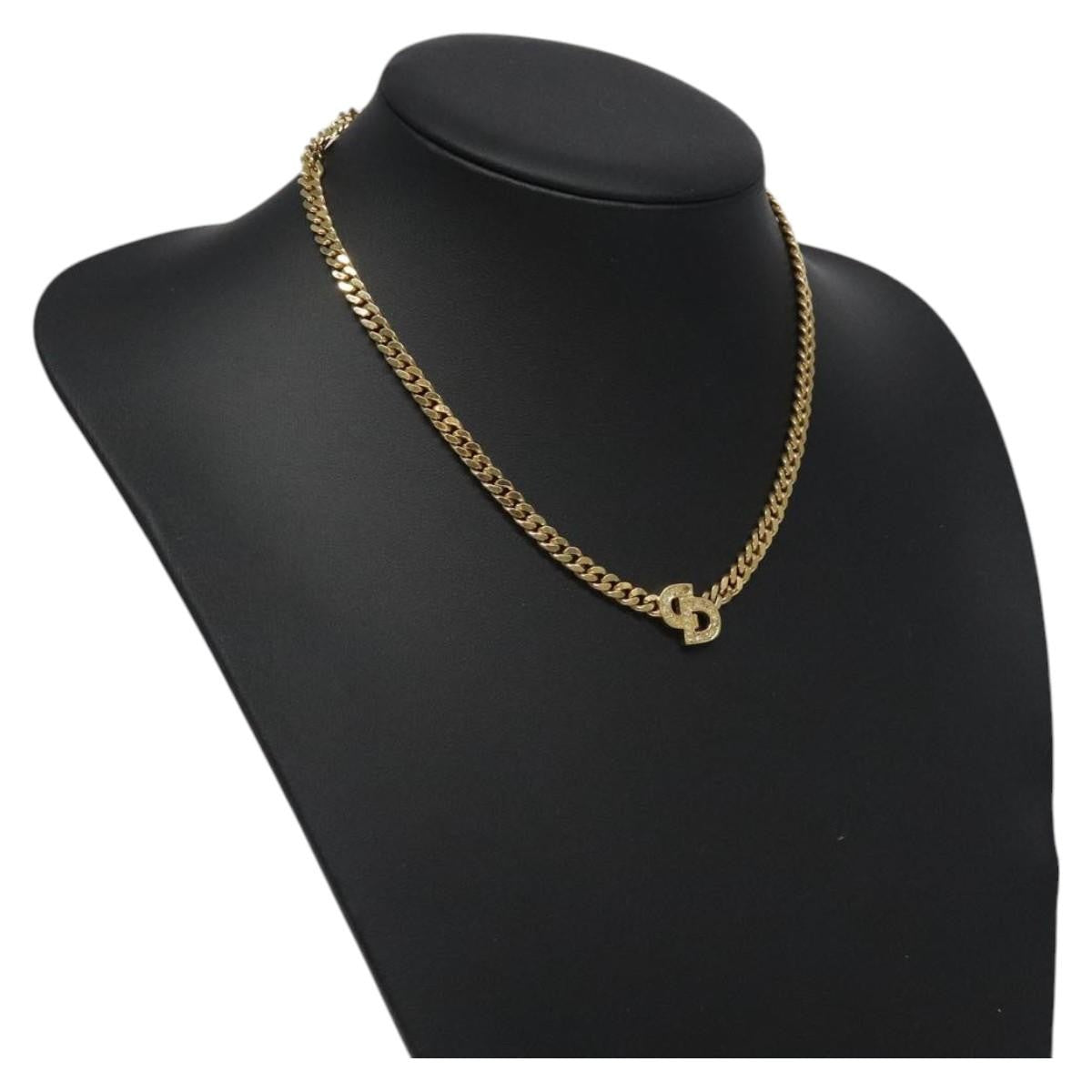 Christian Dior Cd Pendant Metal And Crystals Gold Metal Necklace Jewelry (Pre-Owned)