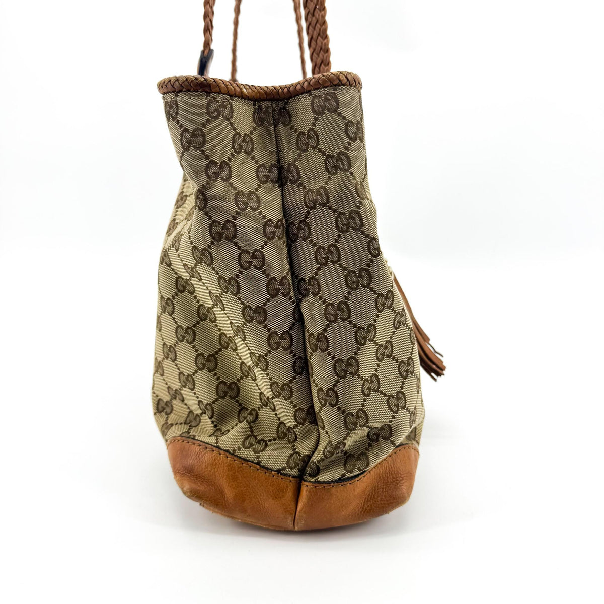 Gucci Bella Gg Canvas With Leather Brown Canvas Tote Bag Bag (Pre-Owned)