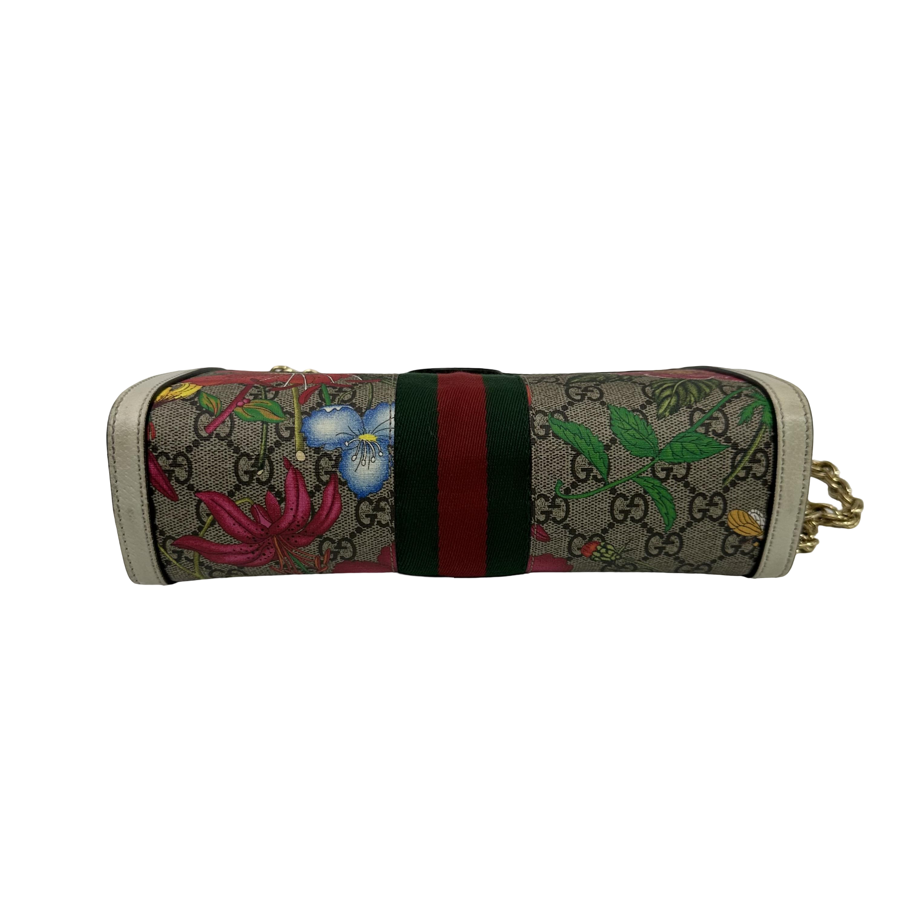 Gucci Ophidia Chain Flora Gg Coated Canvas Multicolour Canvas Shoulder Bag Bag (Pre-Owned)