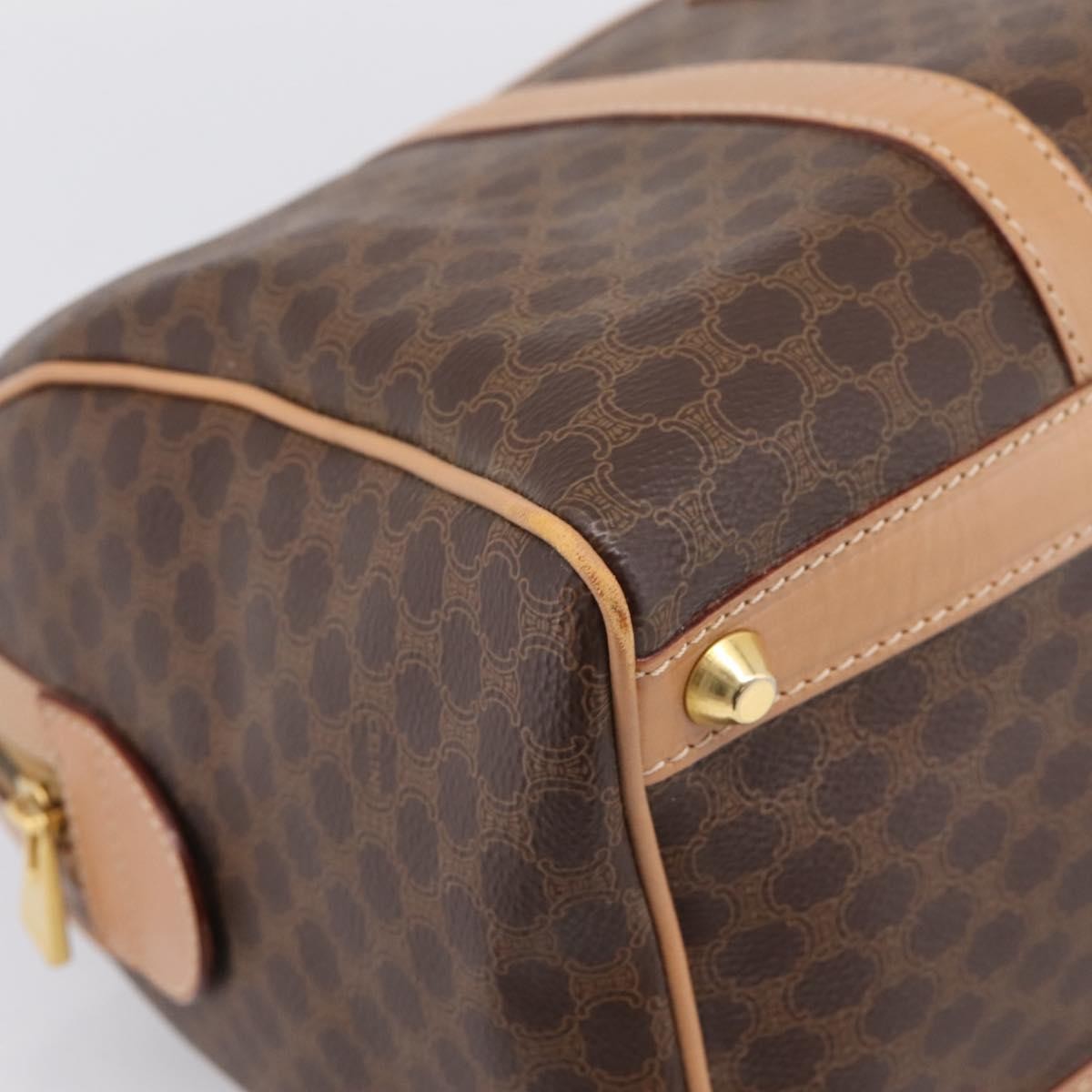 Celine Vintage Boston Macadam Coated Canvas Brown Pvc Handbag (Pre-Owned)