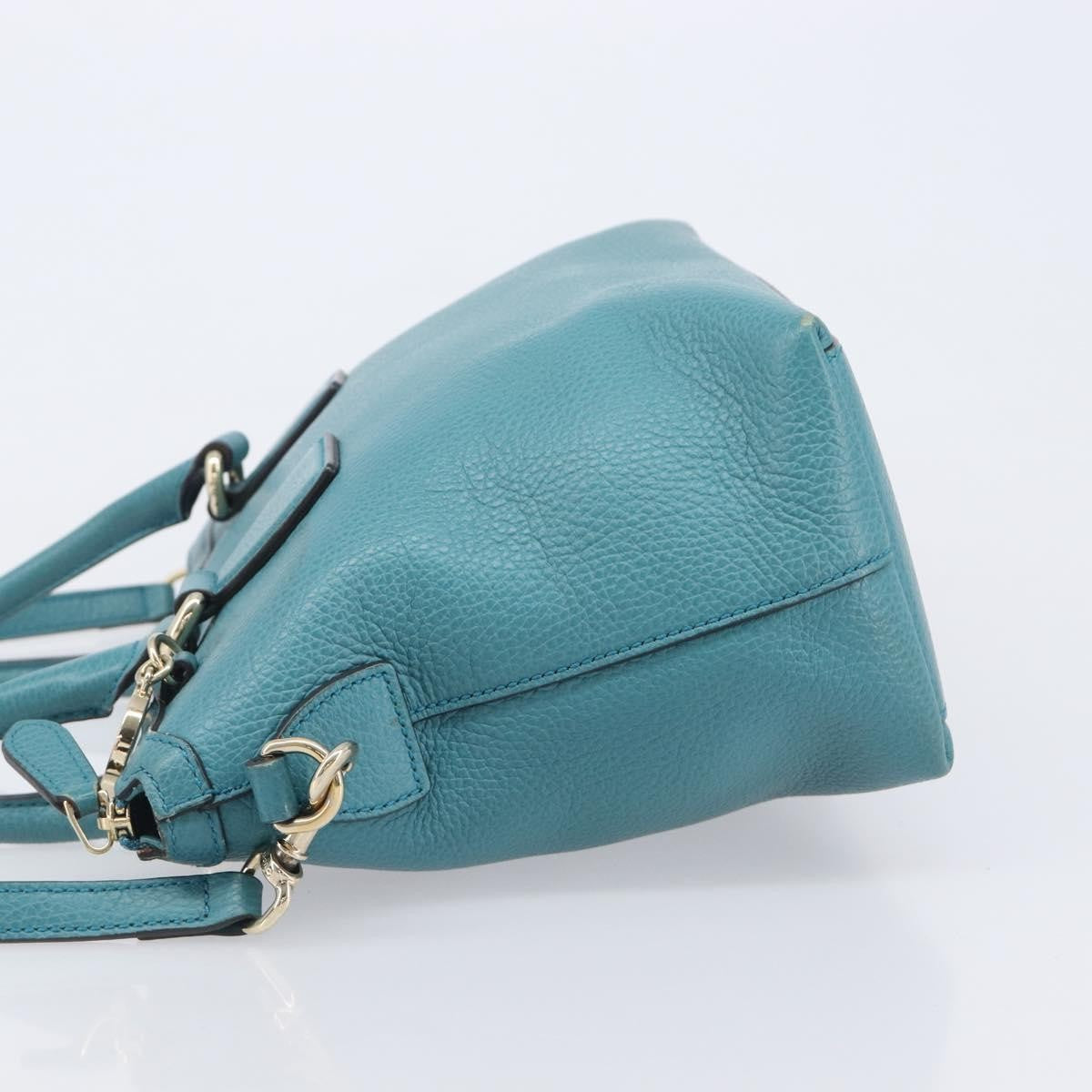 Gucci Gg Charm Convertible Dome Satchel Leather Blue Leather Handbag (Pre-Owned)