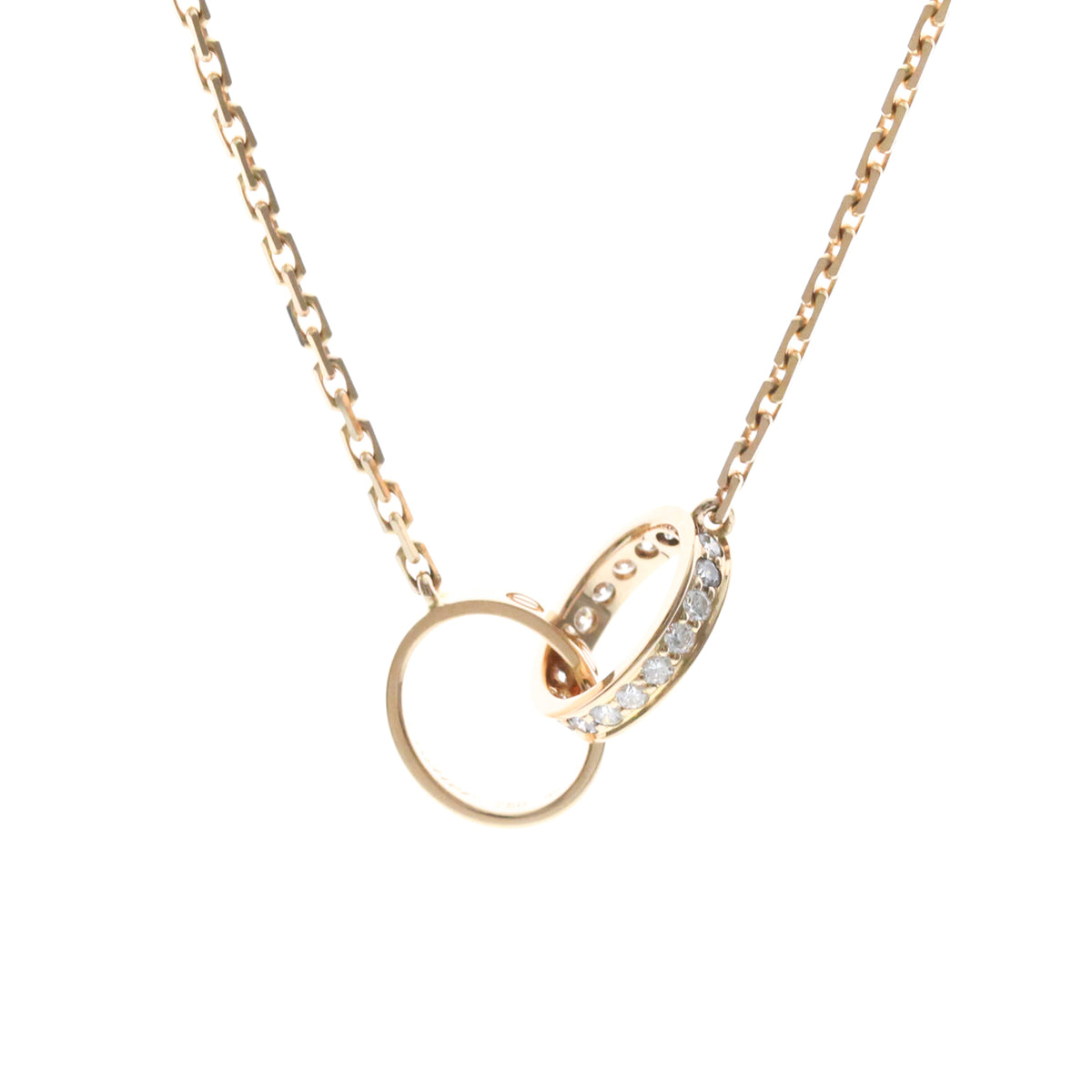 Cartier Love Interlocking 18K Rose Gold With Diamonds Gold Pink_Gold Necklace Jewelry (Pre-Owned)